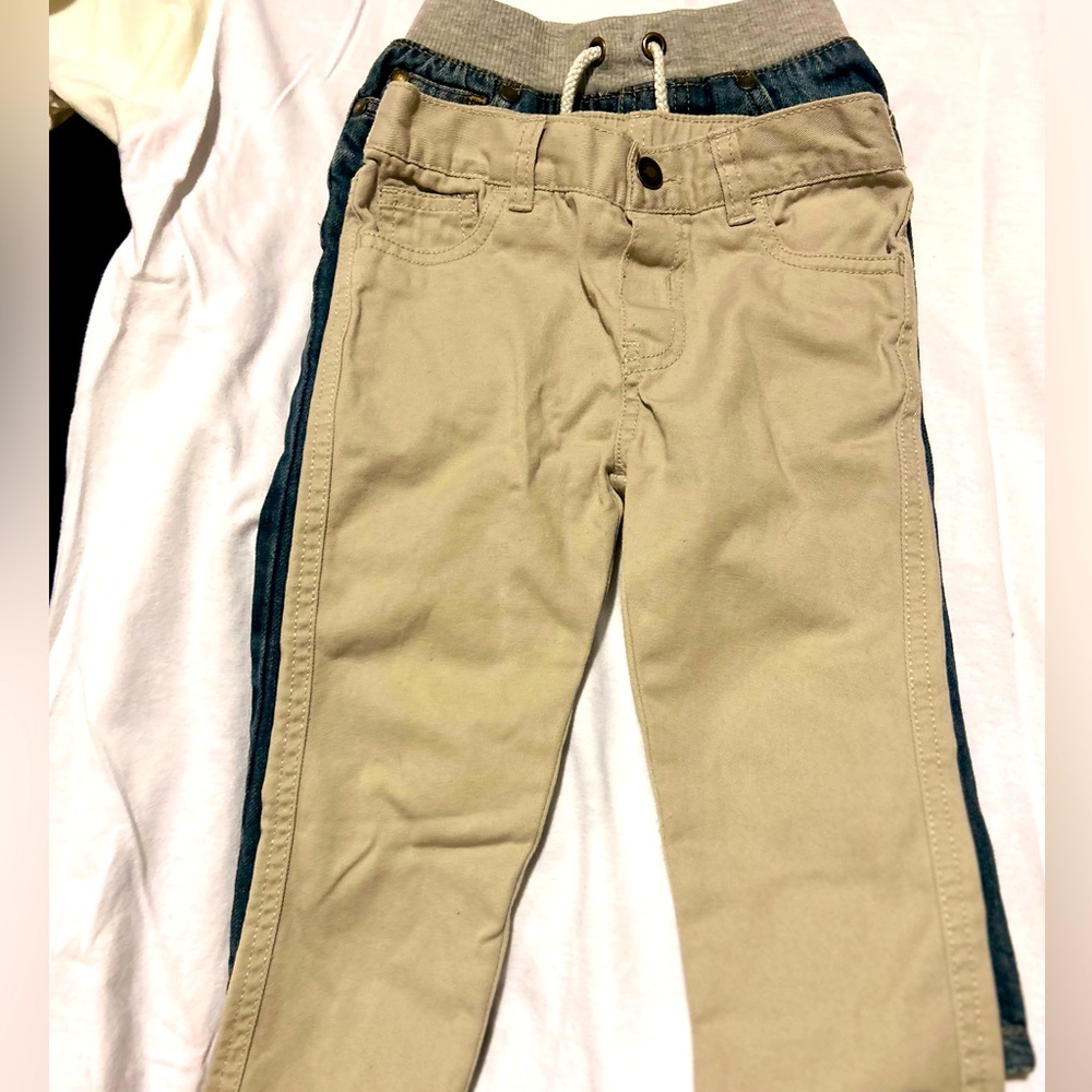 Wonderkids Pants Toddlers, 2 pair,Size 3T,Blue & Tan Color